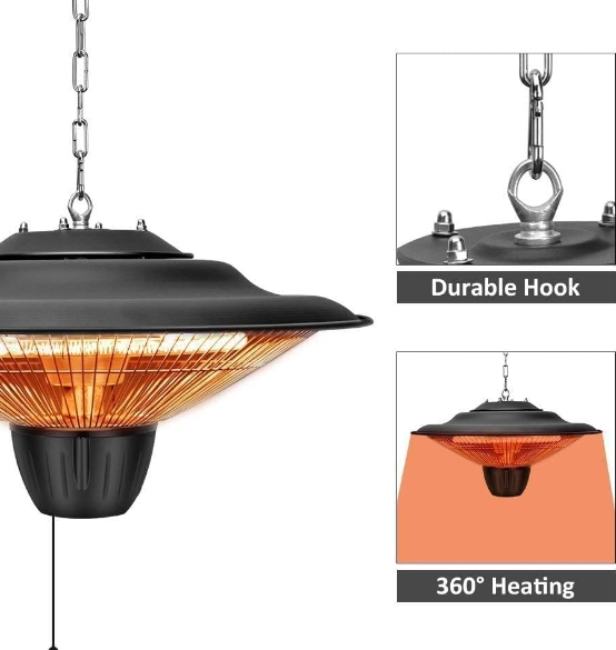 Ceiling heater for gazebo 1500W